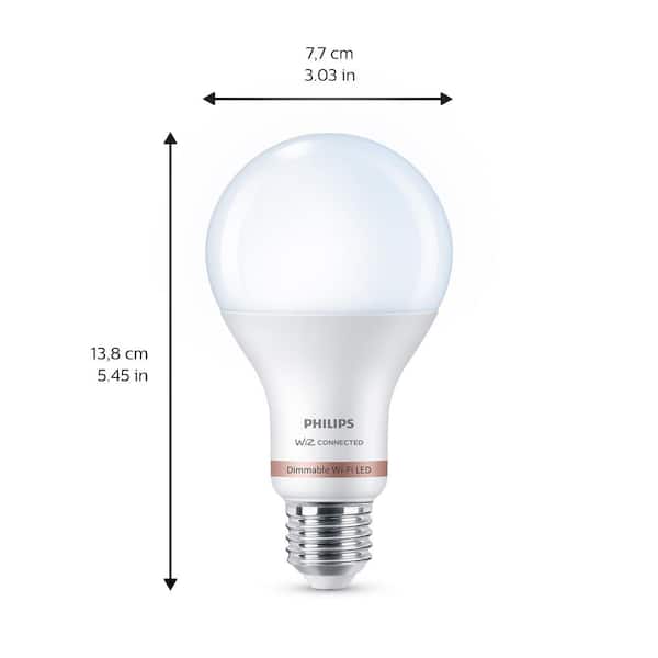 Philips Daylight A21 LED 100W Equivalent Dimmable Smart Wi-Fi Wiz Wireless LED Light Bulb 562389 - The Home Depot