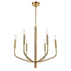 Eleanor 6-Light Aged Brass Chandelier with No Shades