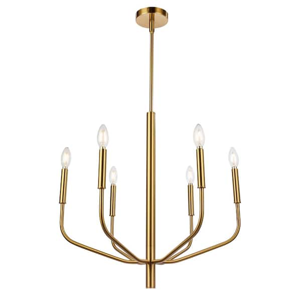 Dainolite Eleanor 6-Light Aged Brass Chandelier with No Shades ELN-246C ...