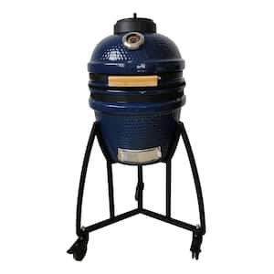 133 sq. in. Kamado Ceramic Charcoal Grill in Blue with Free Cover, Electric Starter and Pizza Stone