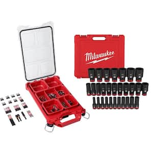 SHOCKWAVE Screw Driver Bit Set with PACKOUT Case and 1/2 in. Drive SAE Deep Well Impact Socket Set (129-Piece)