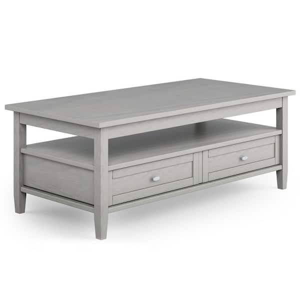 Simpli Home Warm Shaker 48 in. Wide Rectangle Solid Wood Coffee Table in Fog Grey