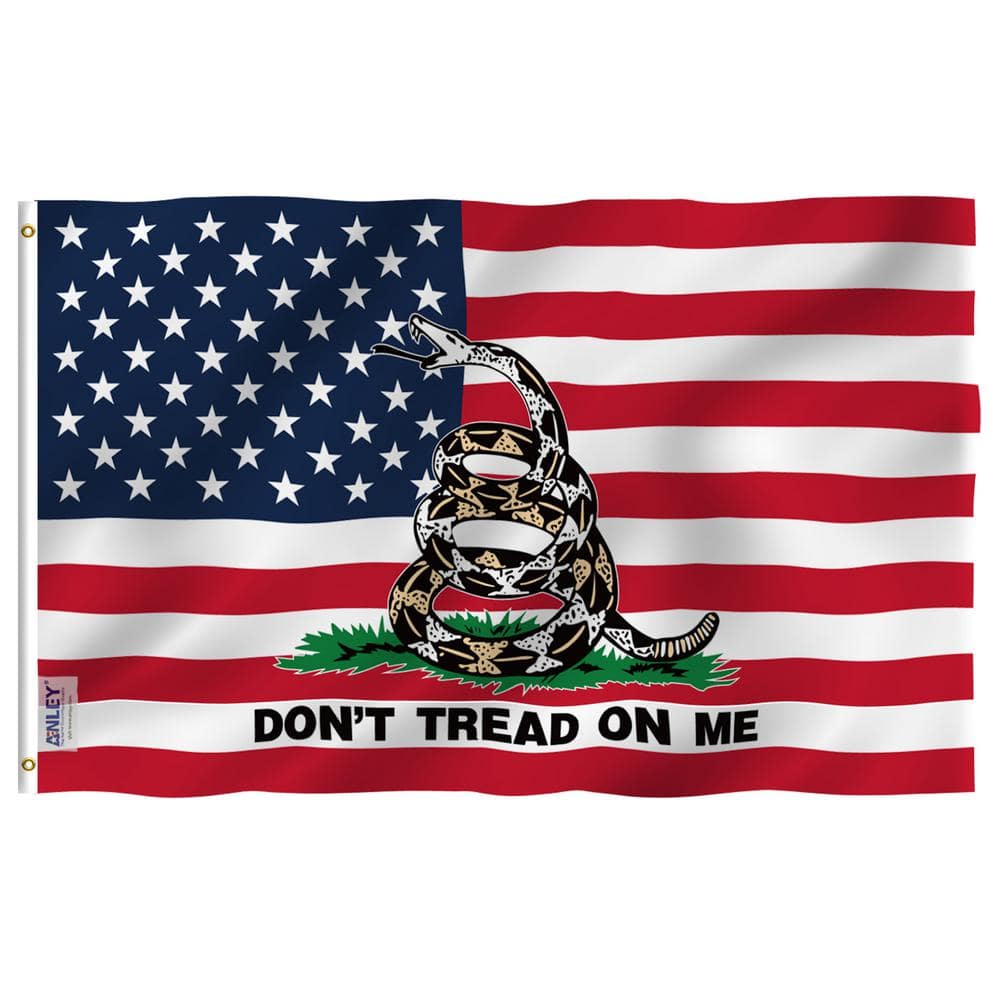 Fly Breeze 3 ft. x 5 ft. Polyester Gadsden American Flag 2-Sided Flags Bann