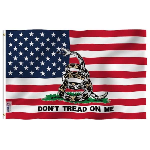 ANLEY Fly Breeze 3 ft. x 5 ft. Polyester Gadsden American Flag 2-Sided Flags Banner with Brass Grommets and Canvas Header