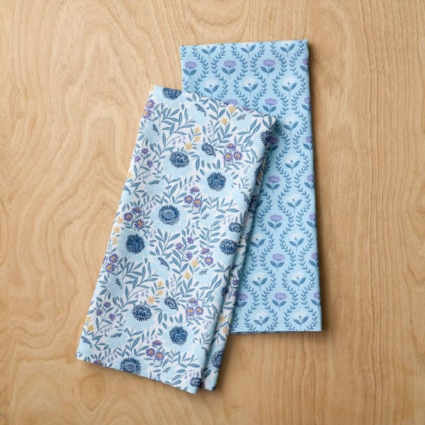 Company Cotton Blue Floral and Butti 30 in. x 20 in. Kitchen Towel (Set of 2) Multi