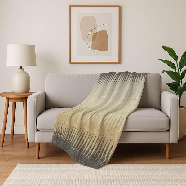 Premium Machine Washable ASB886 Taupe 50 in. x 70 in. Sherpa Throw Blanket