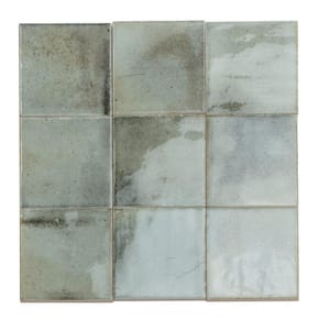 Antiek Green 3.94 in. x 3.94 in. Glossy Ceramic Square Wall and Floor Tile (5.39 sq. ft./case) (50-pack)