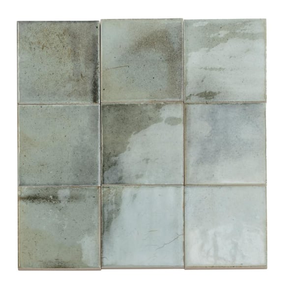 Apollo Tile Antiek Green 3.94 in. x 3.94 in. Glossy Ceramic Square Wall and Floor Tile (5.39 sq. ft./case) (50-pack)