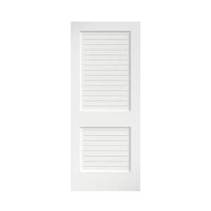 24 in. x 80 in. x 1-3/8 in. White Finished Flat Louver Solid Core Wood Interior Door Slab