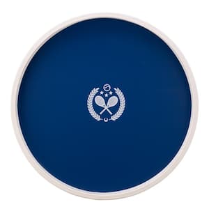 PASTIMES Tennis 14 in. W x 1.3 in. H x 14 in. D Round Royal Blue Leatherette Serving Tray