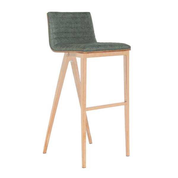 SAFAVIEH Mckay 39 in. Dark Green Metal Bar Stool FOX3016A The Home Depot