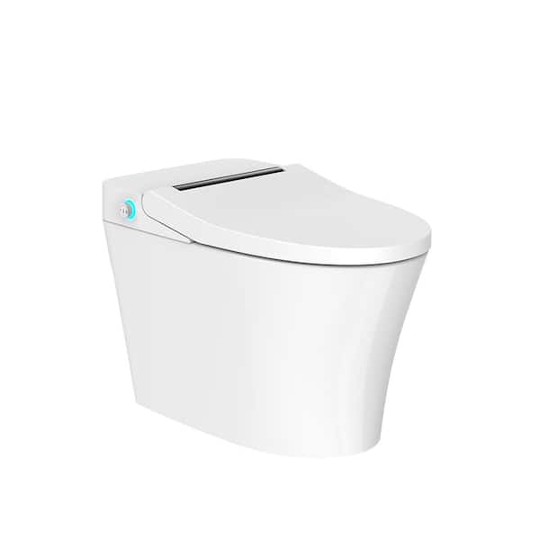 Elongated Smart Toilet Bidet 0.92/1.28 GPF in White with Multi Washing, Auto Open/Close/Flush, UV Sterilization
