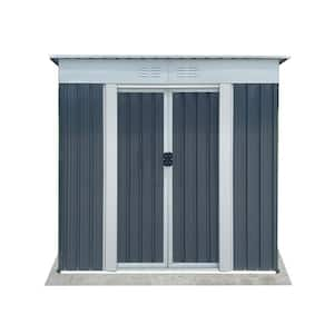 6 ft. W x 4 ft. D Gray Metal Outdoor Storage Shed with Sliding Doors (24 sq. ft.)