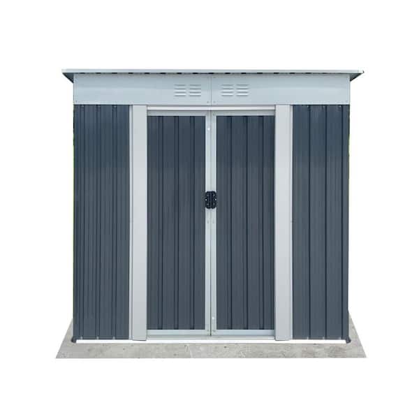 6 ft. W x 4 ft. D Gray Metal Outdoor Storage Shed with Sliding Doors (24 sq. ft.)