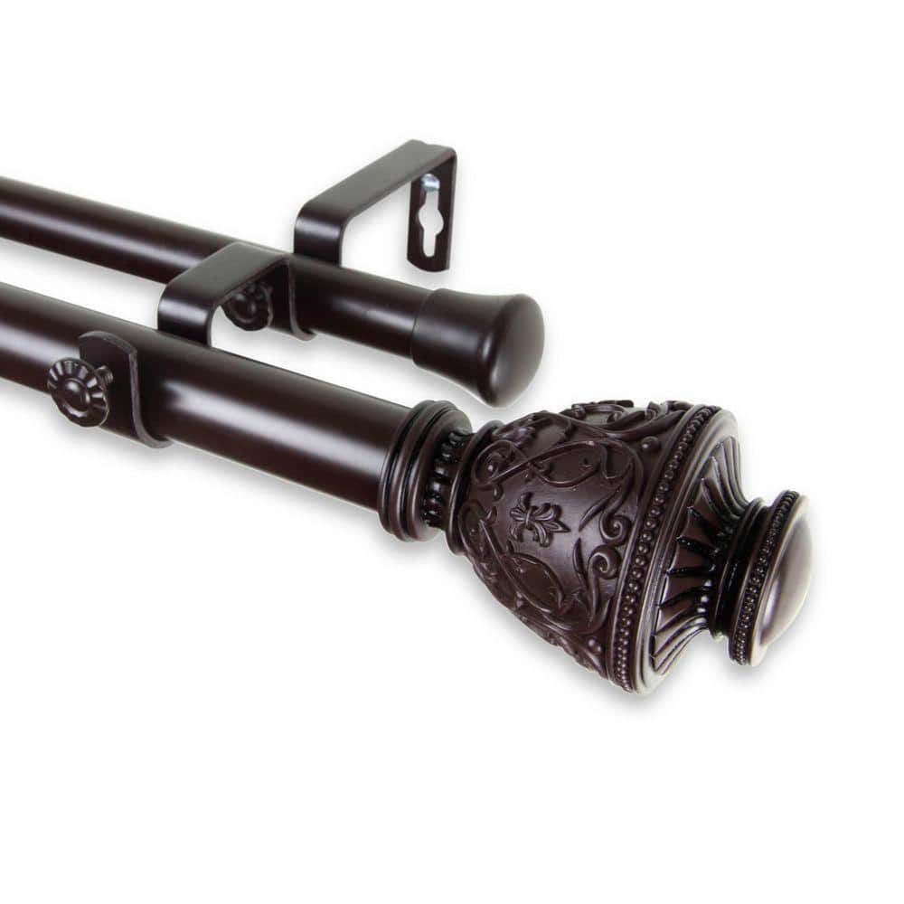 66 in. - 120 in. Telescoping 1 in. Double Curtain Rod Kit in Mahogany with Veda Finial price history on PriceWatchPro
