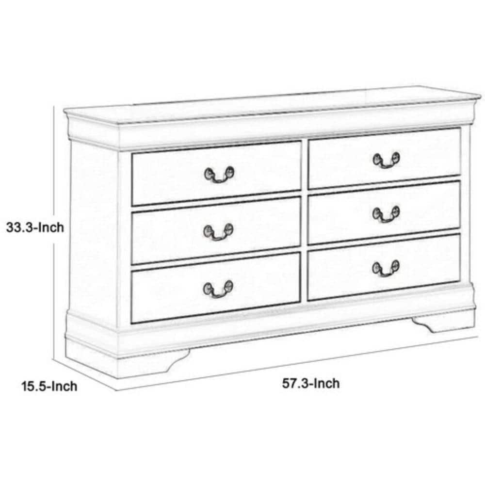Transitional White Solid Wood Double Dresser with Metal Pulls