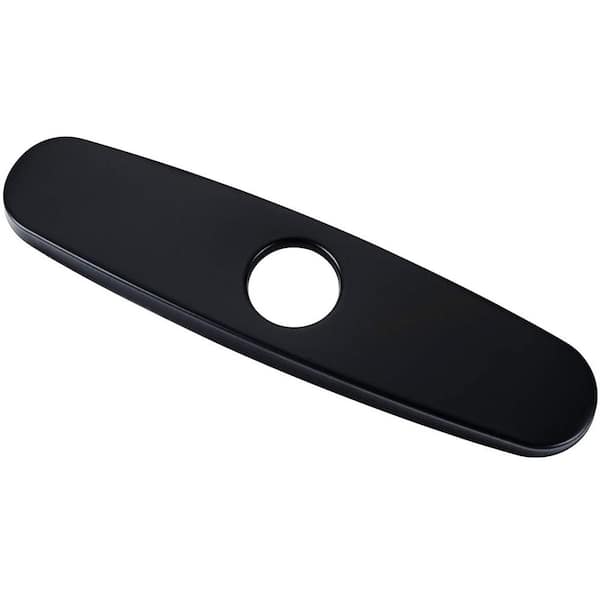 Universal 10 in. Kitchen Sink Faucet Single Hole Solid Brass Deck Plate Escutcheon in Matte Black