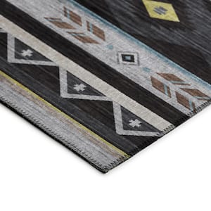 Sonora Black 3 ft. x 5 ft. Geometric Indoor/Outdoor Area Rug