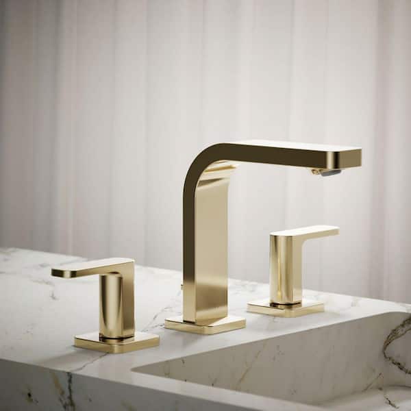 Parallel Double Handle 8 in. Widespread 1.0 GPM Bathroom Sink Faucet in Vibrant French Gold