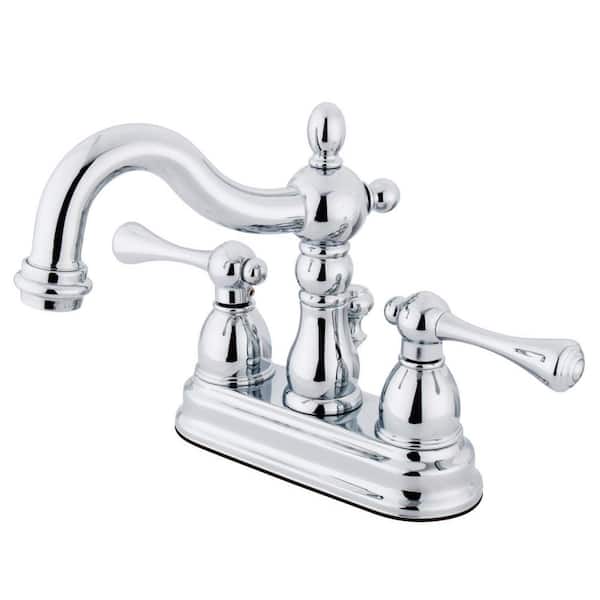 Heritage 4 in. Centerset 2-Handle Bathroom Faucet with Plastic Pop-Up in Polished Chrome