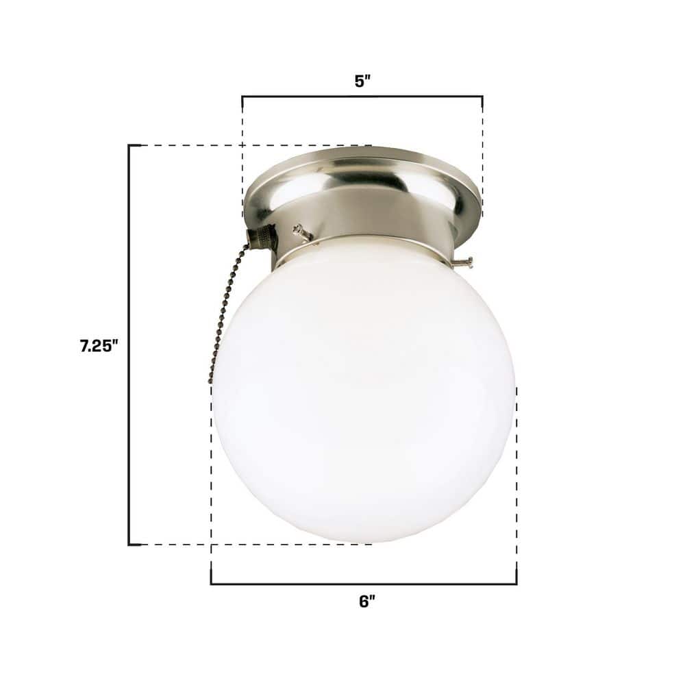 Brushed Nickel Glass Globe LED Flush Mount Ceiling Light