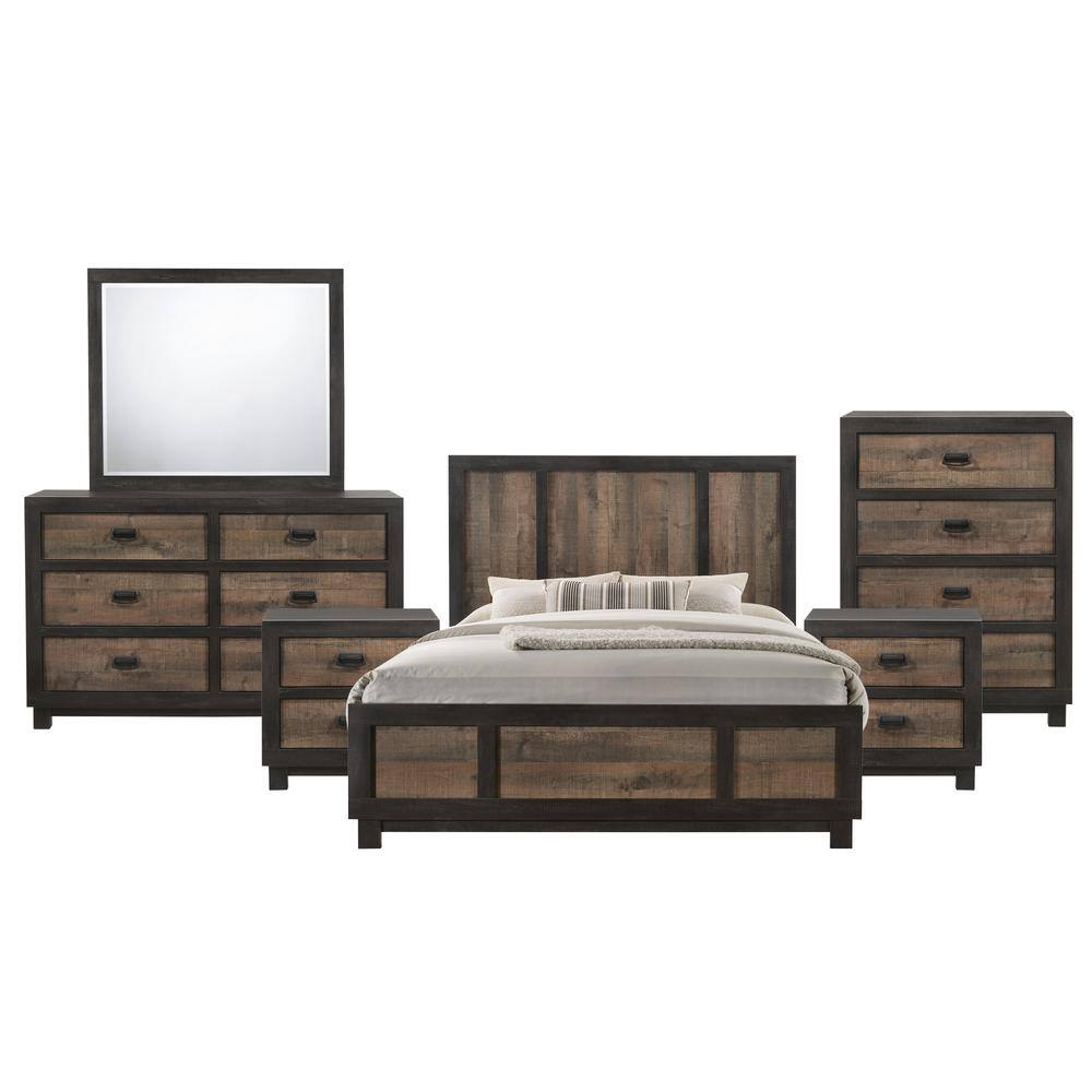 Picket House Furnishings Harrison 6-Piece Walnut Queen Panel Bedroom ...