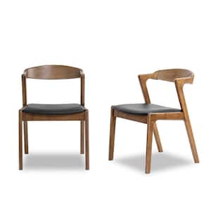 Roxy Mid-Century Modern Black Vegan Leather Dining Chair (Set of 2)