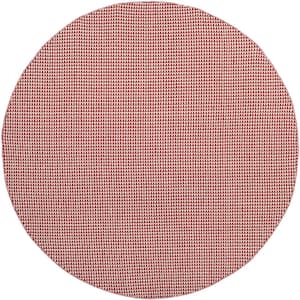 Montauk Ivory/Red 6 ft. x 6 ft. Round Solid Area Rug