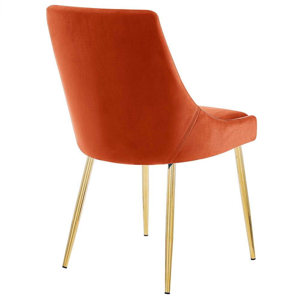Gold Orange Luxe Velvet & Gold Metal Parsons Side Chair