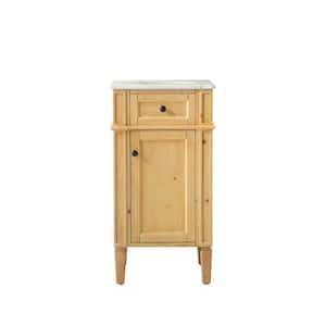 Simply Living 18 in. W x 19 in. D x 35 in. H Bath Vanity in Natural Wood with Carrara White Marble Top