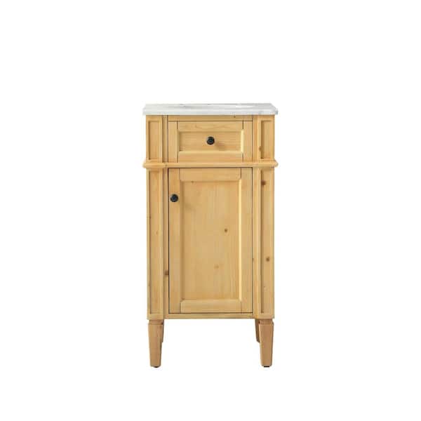 Unbranded Simply Living 18 in. W x 19 in. D x 35 in. H Bath Vanity in Natural Wood with Carrara White Marble Top