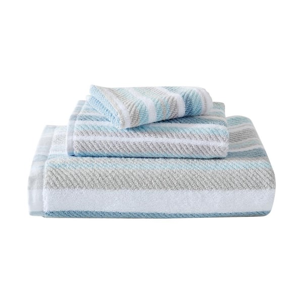 Tommy Bahama Ocean Bay Stripe 3-Piece Medium Blue Cotton Towel Set ...