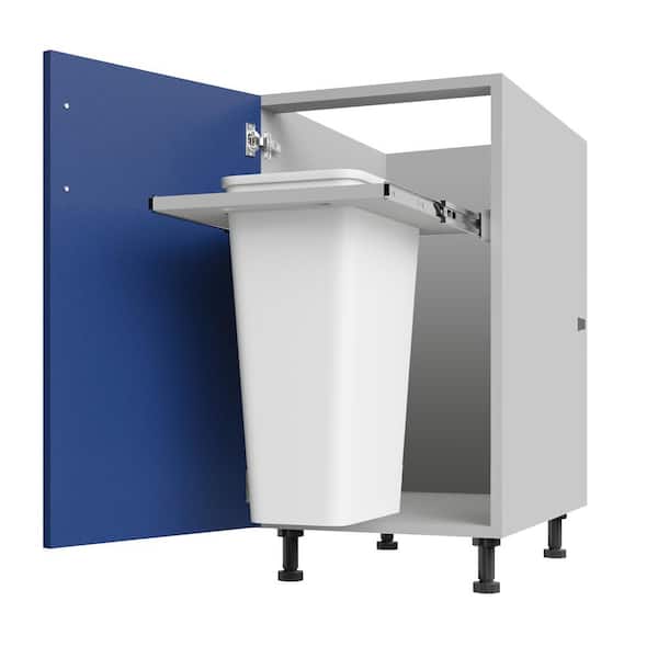 Miami Weatherboard 18 in. X 27 in. X 34.5 in Outdoor Base Cabinet Trash Can Full Height in in Reef Blue Matte
