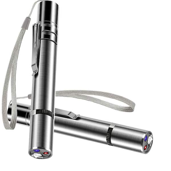 Rechargeable Cat Laser Pointer Toys 2 Pack Silver with Interactive Modes and Built-in USB for Indoor Cats
