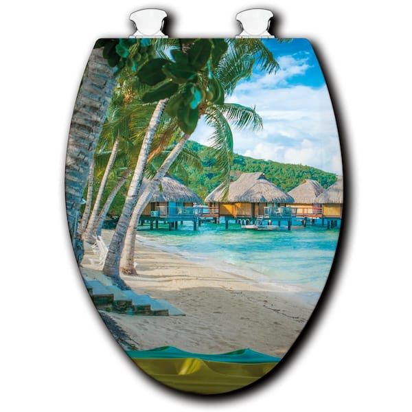 Unbranded Bora Bora by Day Elongated Closed Front Toilet Seat in White