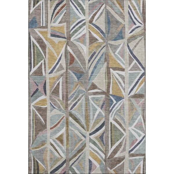 Mayfield Premium Machine Washable Abstract AMF2253 Taupe 10 ft. x 14 ft. Area Rug