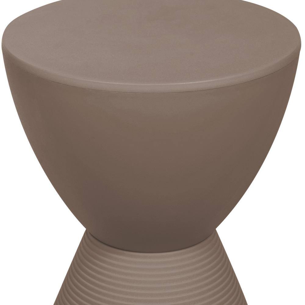 Taupe Round Ribbed Plastic Side Table