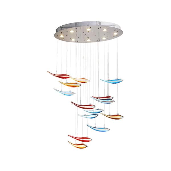 Dale Tiffany Fish 8-Light Polished Chrome Cluster Pendant Light
