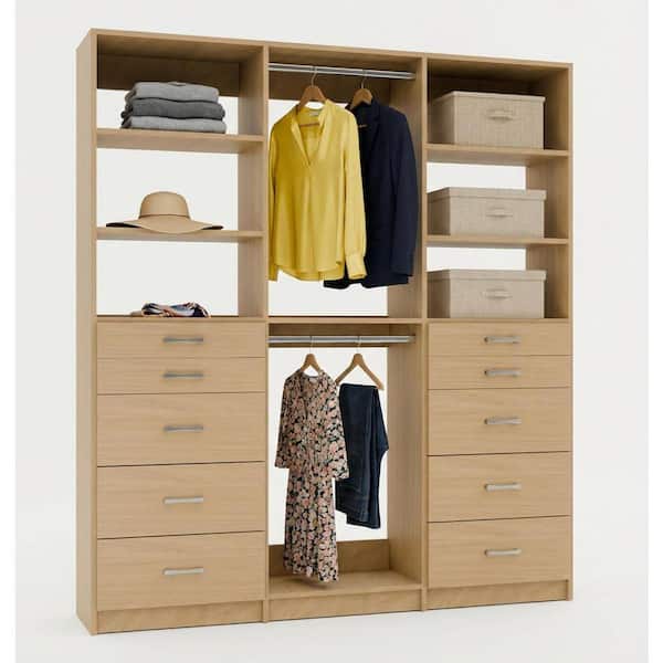 クラフト・布製品 aandt-closet MODULAR CLOSETS Alto Collection 66 in. W Oak Tower System 2 5