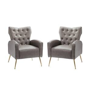 Actaeon Grey Accent Armchair with Metal Legs (Set of 2)