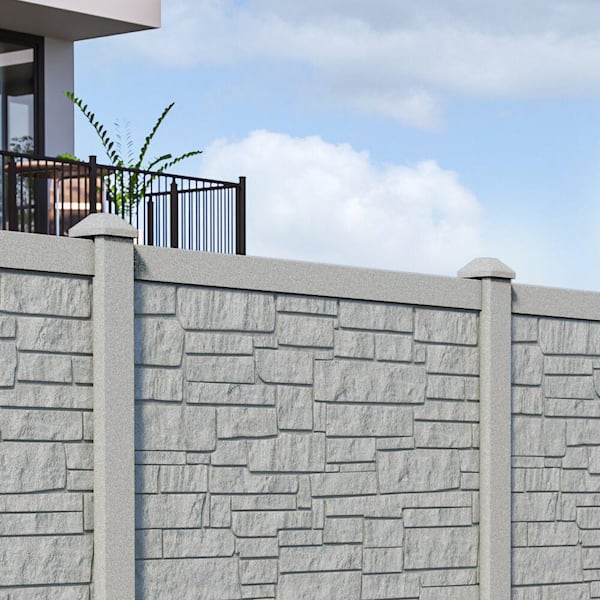 SimTek 5 in. x 5 in. Ecostone/Ashland Square Top Post Cap - Grey/Nantucket Gray