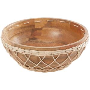 SULLIVANS 14.75 Round Brown Wooden Dough Bowl Decor N2754 - The Home Depot