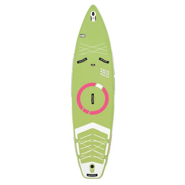 Afoxsos 11 ft. Green Leaf PVC Inflatable Stand Up Paddle Board with Accessories