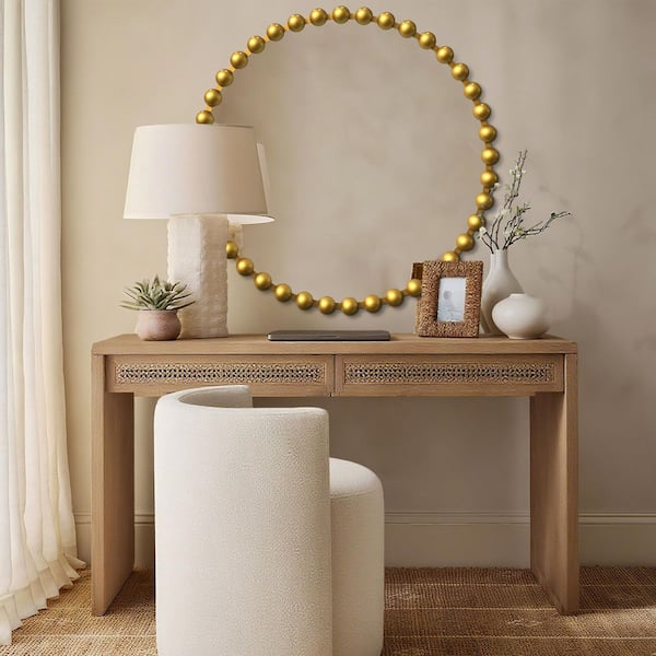 LuxHomez 36 in. W x 36 in. H Gold Round Metal Frame Classic