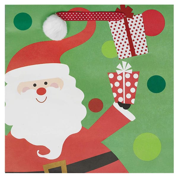 Amscan 12 in. x 12 in. x 5 in. Whimsical Santa Bags (11-Pack)