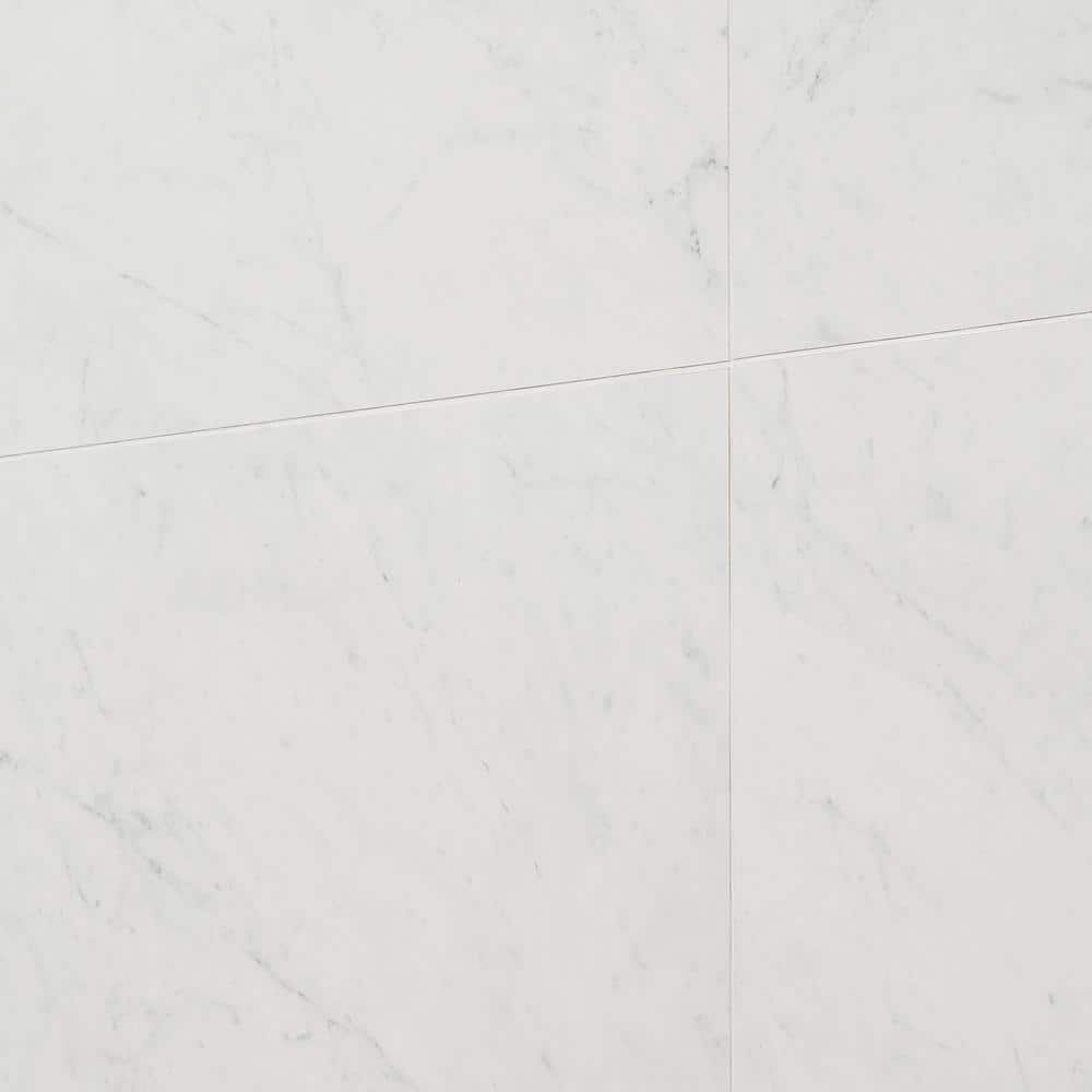 Saroshi 12" x 24" Matte White Marble Look Porcelain Tile