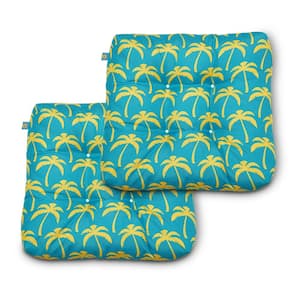 Duck Covers 19 in. x 19 in. x 5 in. Real Teal Palm Square Indoor/Outdoor Seat Cushions (2-Pack)