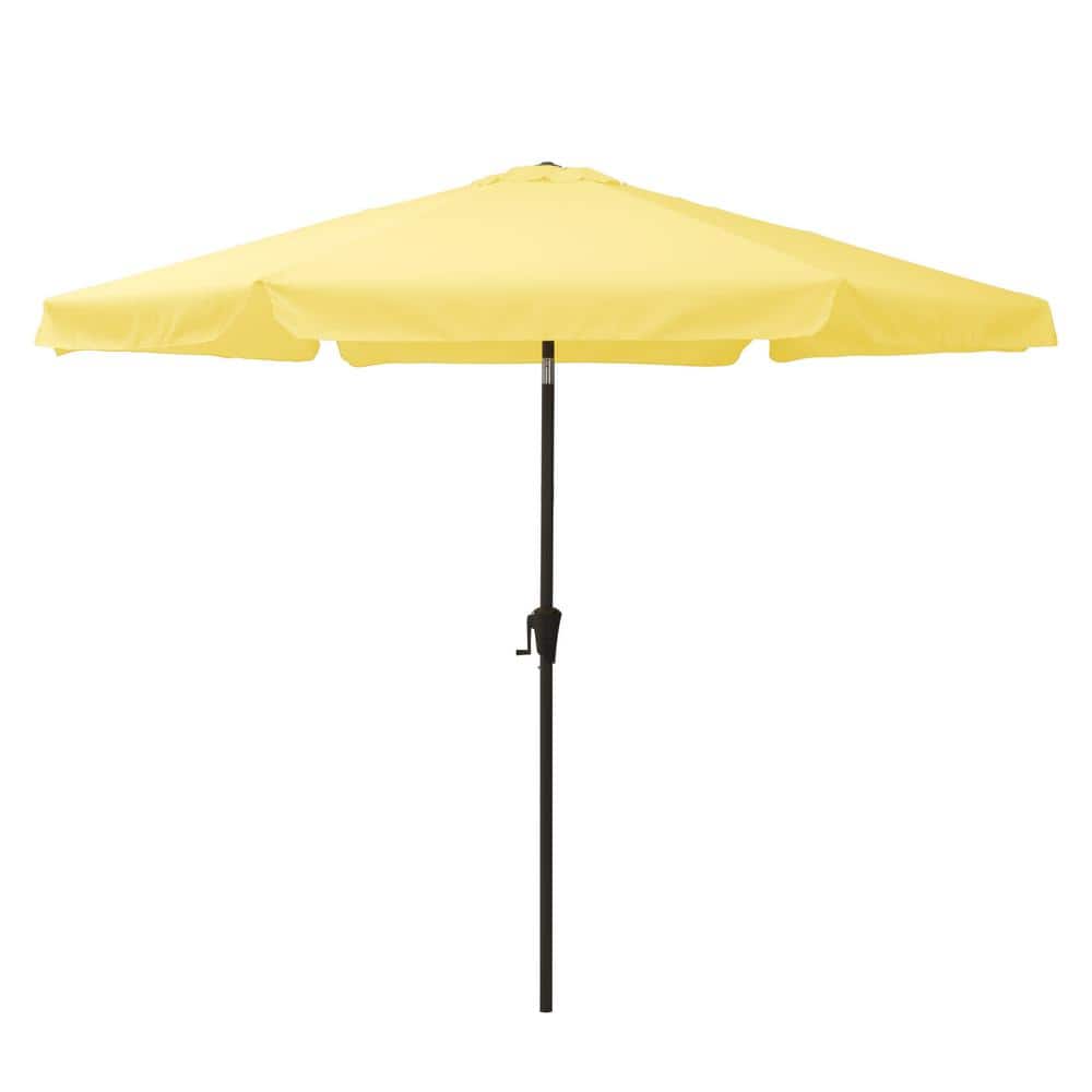 CorLiving 10 ft. Steel Market Crank Open Patio Umbrella in Yellow PPU