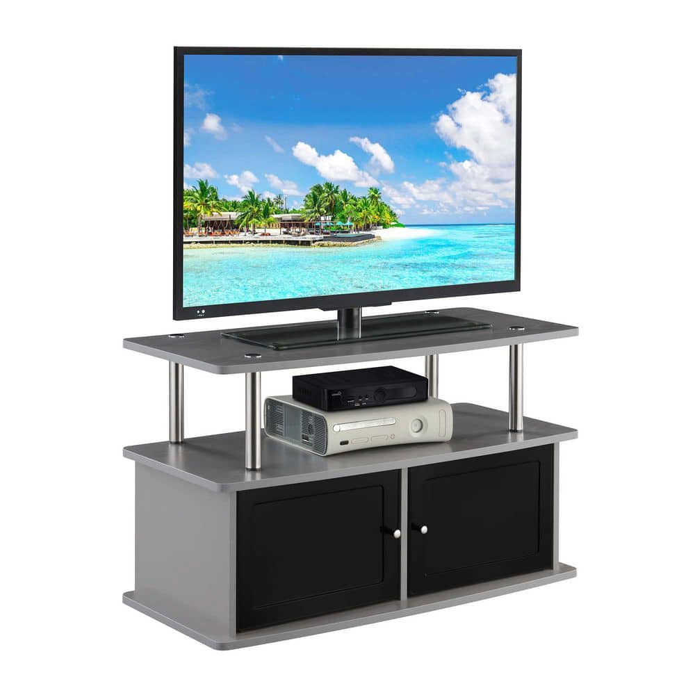 Slate Gray Woodgrain 36" TV Stand with Dual Storage Cabinets