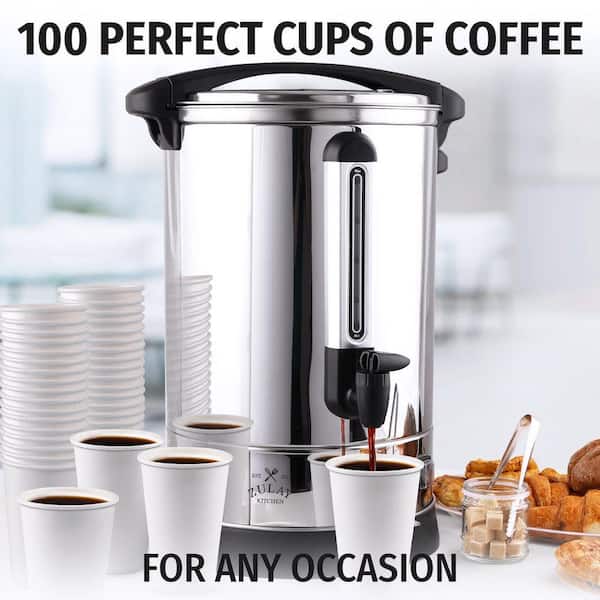 Premium Commercial Coffee Urn - 100 Cup - Silver